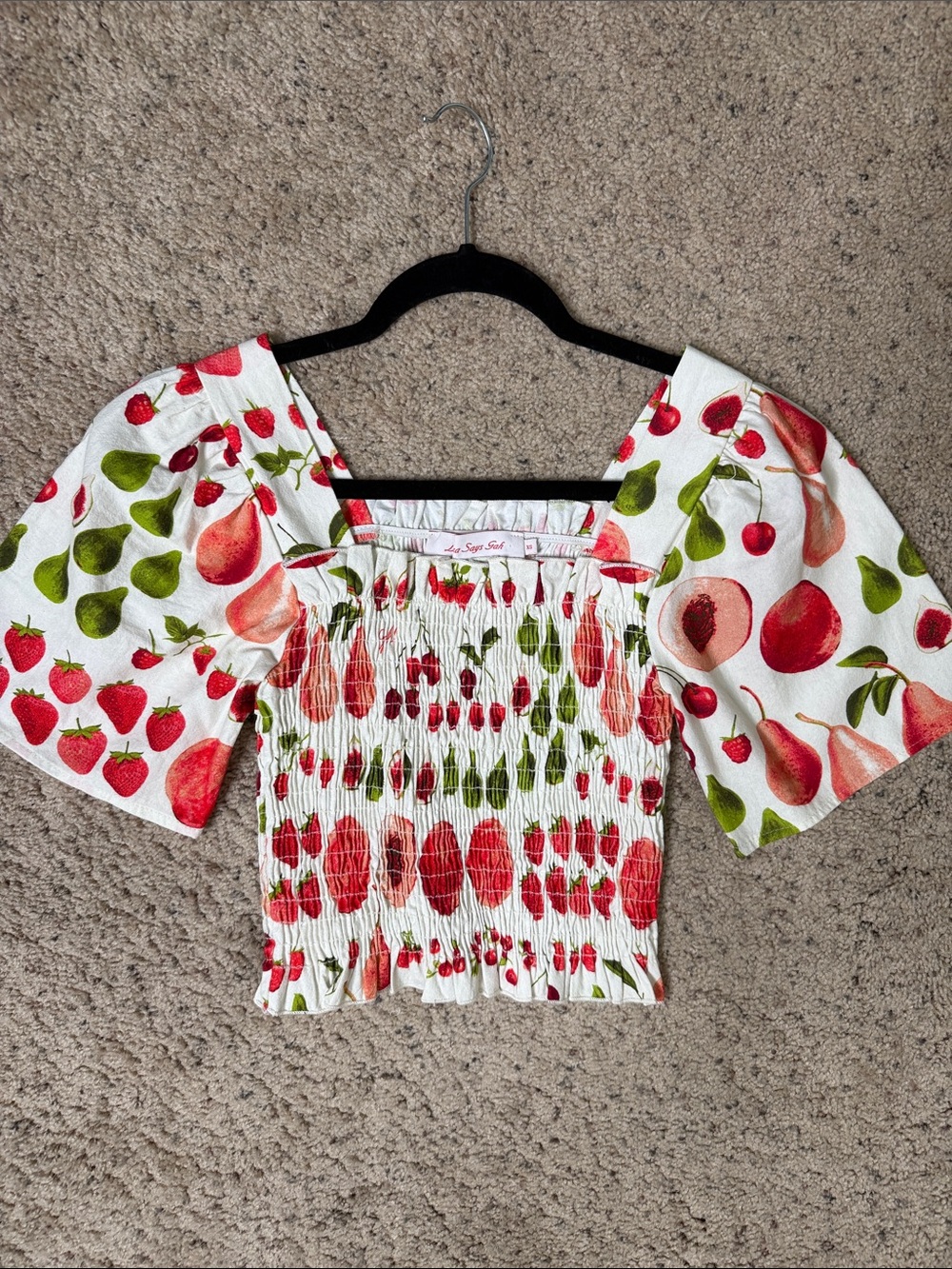 RARE 🍑🍓🍋‍🟩Lisa Says Gah Fruit-Print Top and matching midi skirt XS - Picture 5 of 8